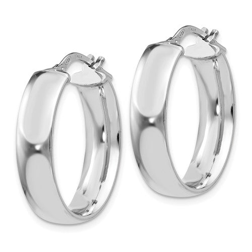 Leslie's Sterling Silver Rhodium-plated Oval Hoop Earrings