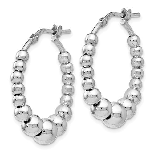 Leslie's Sterling Silver Polished Beaded Hoop Earrings