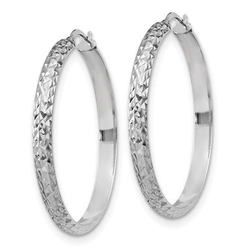 Leslie's Sterling Silver Polished and Textured Hoop Earrings