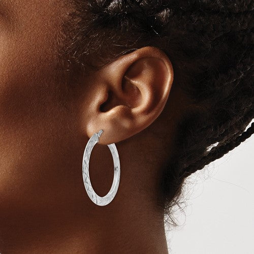 Leslie's Sterling Silver Polished and D/C Hoop Earrings