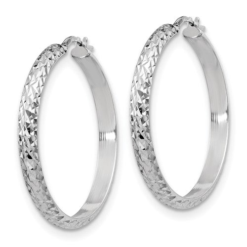 Leslie's Sterling Silver Polished and Textured Hoop Earrings