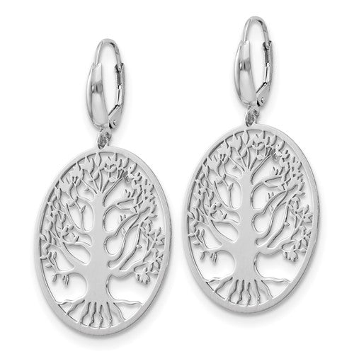 Leslie's Sterling Silver Polished Tree of Life Leverback Earrings