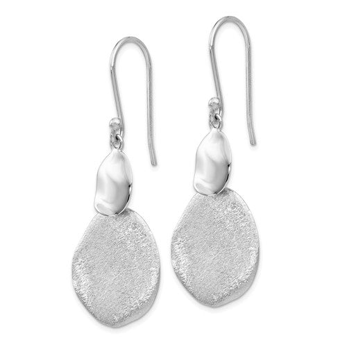 Leslie's Sterling Silver Radiant Essence Polished Textured Dangle Earrings