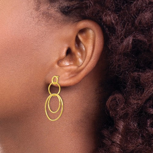 Leslie's Sterling Silver Gold-tone Polished Post Dangle Earrings