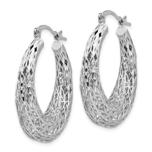 Leslie's Sterling Silver Polished D/C Oval Hoop Earrings