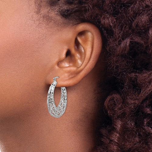 Leslie's Sterling Silver Polished D/C Oval Hoop Earrings