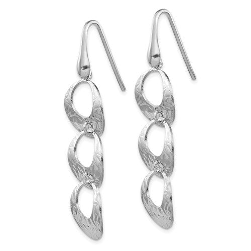 Leslie's Sterling Silver Rhodium-plated Polished D/C Dangle Earrings