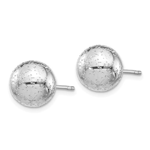 Leslie's Sterling Silver Rhod Radiant Essence 10mm Ball Post Earrings