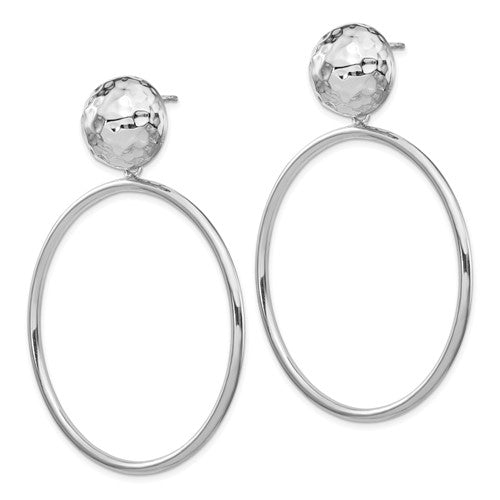 Leslie's Sterling Silver Rhod-plated Dangle Hoop Post Earrings