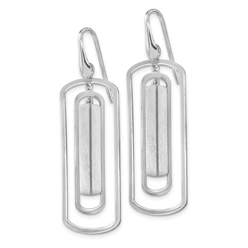 Leslie's Sterling Silver Rhodium-plated Polished and Brushed Dangle Earrings