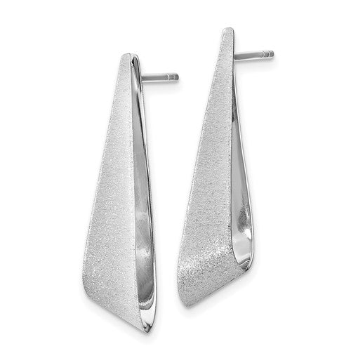 Leslie's Sterling Silver Rhodium-plated Sand-finish Post Dangle Earrings