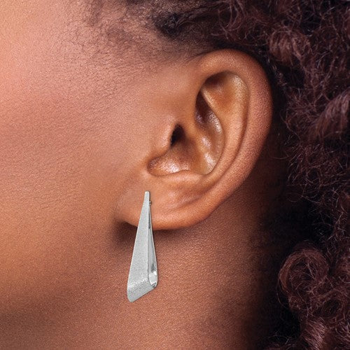 Leslie's Sterling Silver Rhodium-plated Sand-finish Post Dangle Earrings