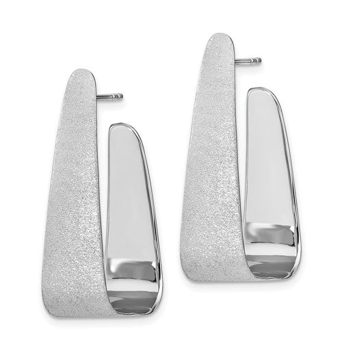 Leslie's Sterling Silver Rhodium-plated Sand-finish Post Dangle Earrings