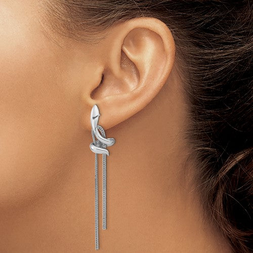 Leslie's Sterling Silver Rhodium-plated Polished Post Dangle Earrings
