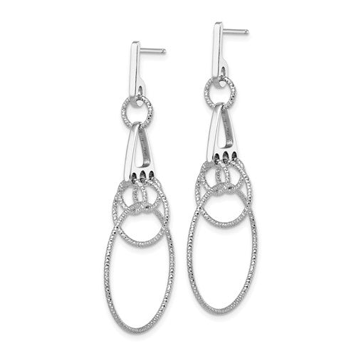 Leslie's Sterling Silver Rhodium-plated Polished D/C Post Dangle Earrings