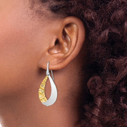 Sterling Silver Rhod-plated Gold-plated D/C Dangle Earrings