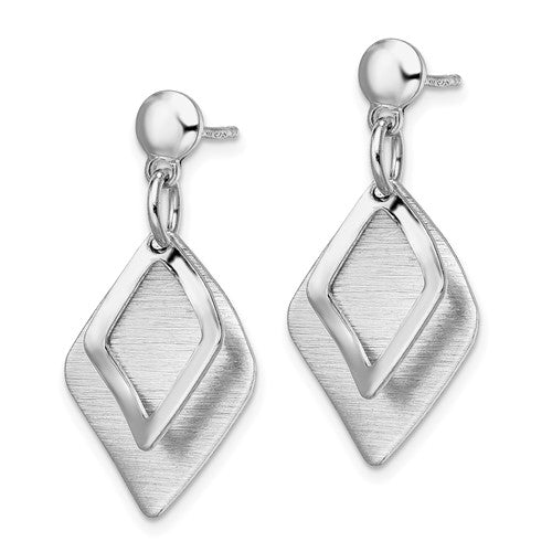 Leslie's Sterling Silver Radiant Essence Rho-pla Brush Post Dangle Earrings