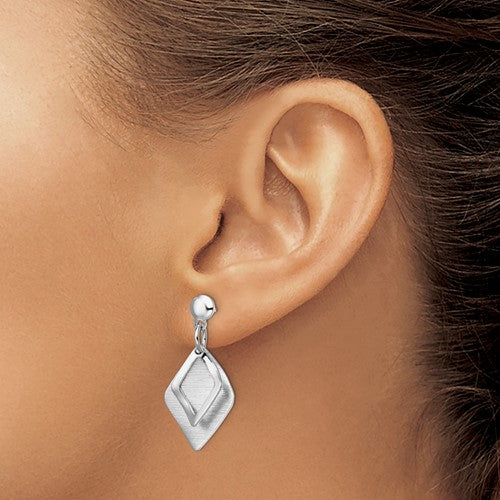 Leslie's Sterling Silver Radiant Essence Rho-pla Brush Post Dangle Earrings