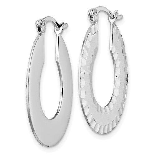 Leslie's Radiant Essence SS Rhod-plated Brushed D/C Hoop Earrings