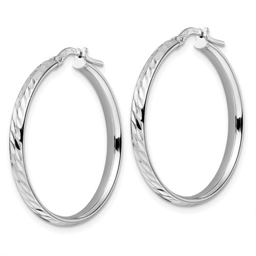 Leslie's Sterling Silver Rhod-plated Polished D/C Hoop Earrings
