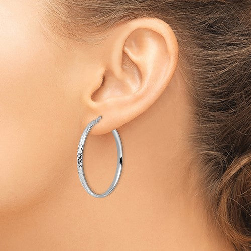 Leslie's Sterling Silver Rhod-plated Polished D/C Hoop Earrings