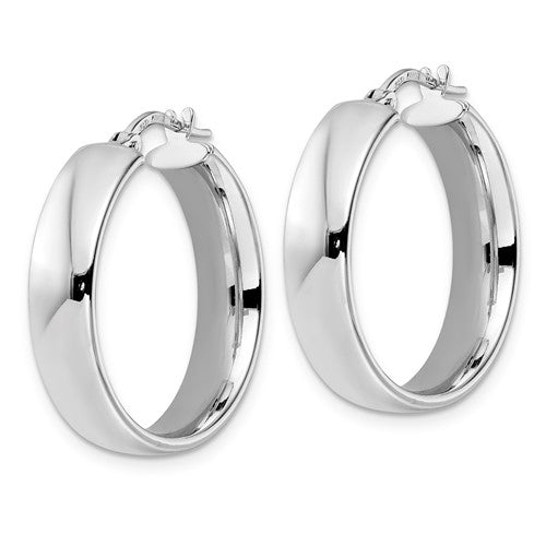 Leslie's Sterling Silver Rhod-plated Polished Hoop Earrings