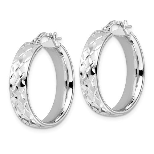 Leslie's Sterling Silver Rhod-plated Polished D/C Hoop Earrings