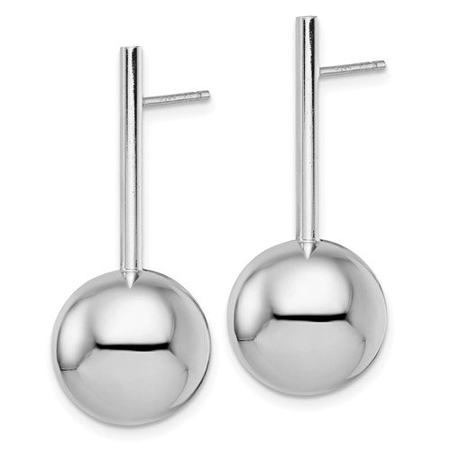 Leslie's Sterling Silver Rhod-plated Polished Ball Post Dangle Earrings