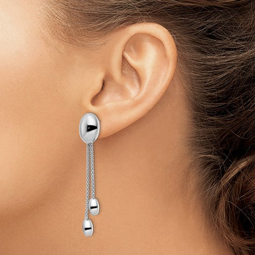 Leslie's Sterling Silver Rhod-plated Polished Post Dangle Earrings