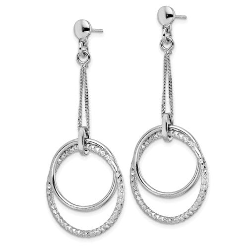 Leslie's Sterling Silver Rhod-plated Polished D/C Post Dangle Earrings