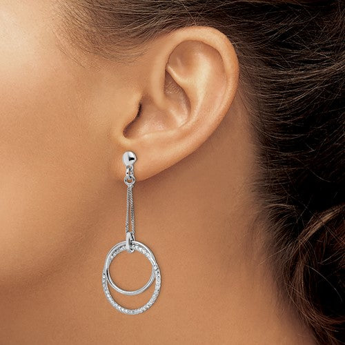 Leslie's Sterling Silver Rhod-plated Polished D/C Post Dangle Earrings