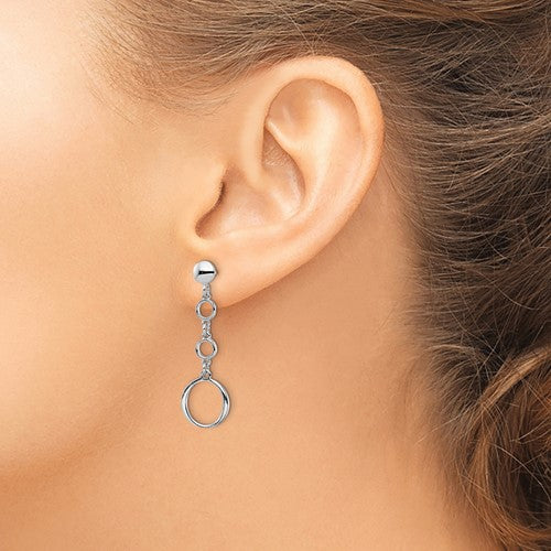 Leslie's Sterling Silver Rhod-plated Post Dangle Earrings