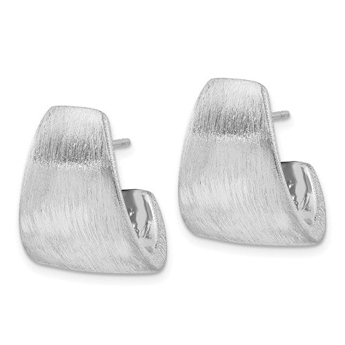 Leslie's Sterling Silver Rhodium-plated Etched J-Hoop Earrings