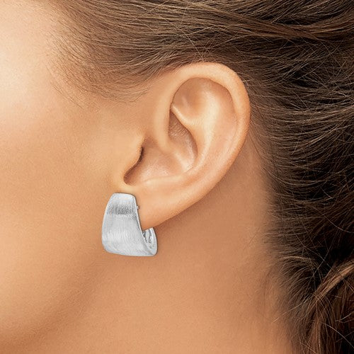 Leslie's Sterling Silver Rhodium-plated Etched J-Hoop Earrings