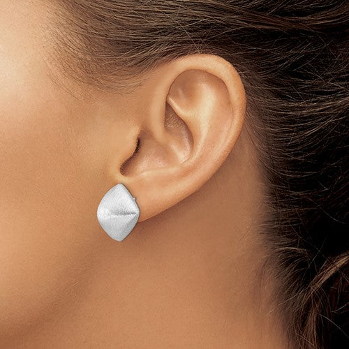 Leslie's Sterling Silver Rhodium-plated Etched Square Post Earrings