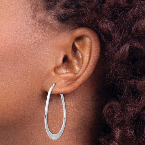 Leslie's Sterling Silver Rhodium-plated Etched Hoop Earrings