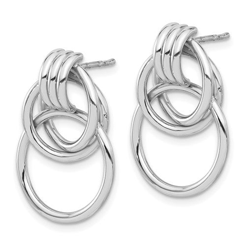 Leslie's Sterling Silver Rh-plated Polished Circle Drop Post Earrings