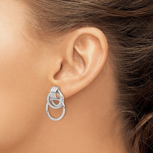 Leslie's Sterling Silver Rh-plated Polished Circle Drop Post Earrings