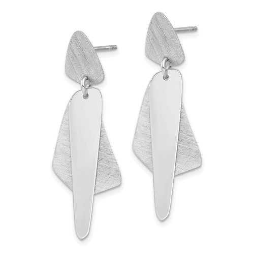 Leslie's Sterling Silver RH-plated Polished and Brushed Post Dangle Earring