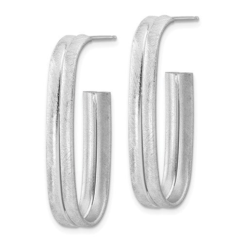 Leslie's Sterling Silver Rhodium-plated Brushed J-Hoop Post Earrings