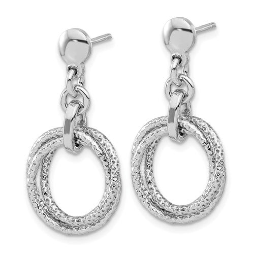 Leslie's Sterling Silver Rhodium-plated Circles Post Dangle Earrings