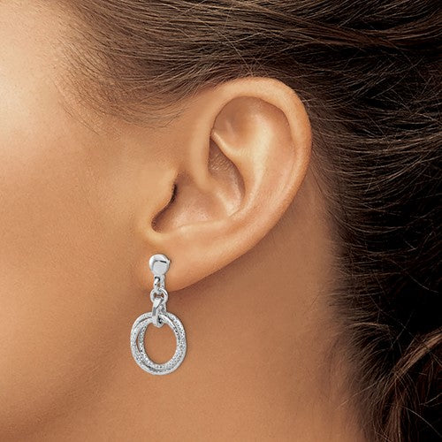Leslie's Sterling Silver Rhodium-plated Circles Post Dangle Earrings
