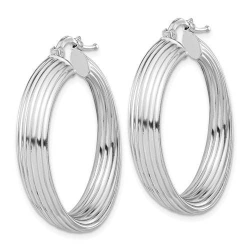 Leslie's Sterling Silver Rhodium-plated Small Hoop Earrings