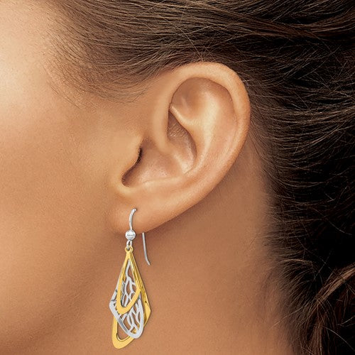 Leslie's Sterling Silver Rhodium-plated and Gold-tone Dangle Earrings