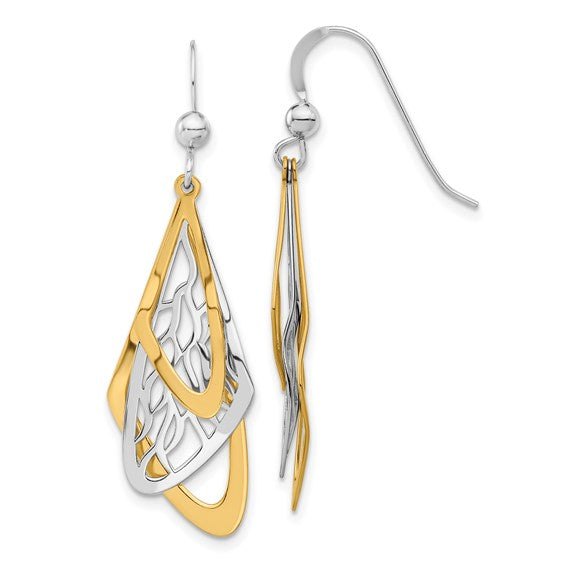 Leslie's Sterling Silver Rhodium-plated and Gold-tone Dangle Earrings
