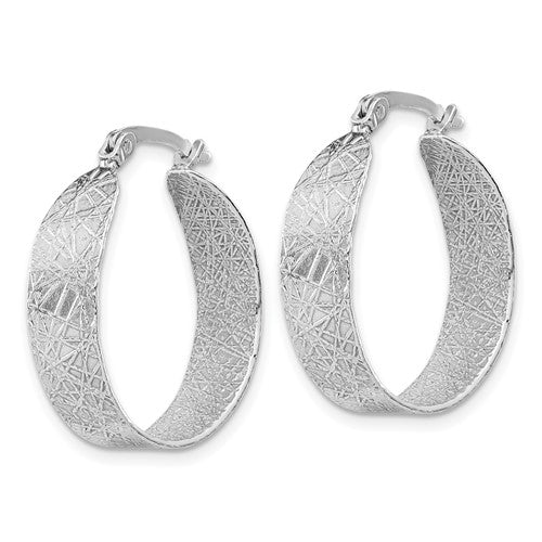Leslie's Sterling Silver Rhodium-plated Textured Hoop Earrings