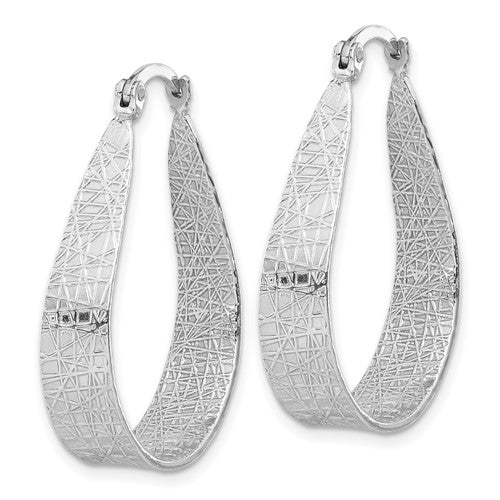 Leslie's Sterling Silver Rhodium-plated Textured Hoop Earrings