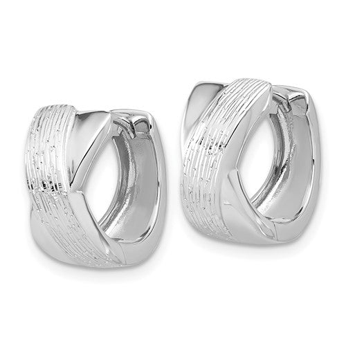 Leslie's Sterling Silver Rhodium-plated and D/C Hinged Hoop Earrings