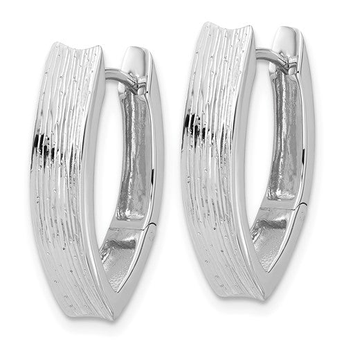 Leslie's Sterling Silver Rhodium-plated and D/C Fancy Hinged Hoop Earrings