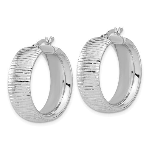 Leslie's Sterling Silver Rhodium-plated and D/C Hoop Earrings